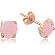 Noip 925 Ayar Gümüş Pembe Opal Taş Küpe T5274 (802802)