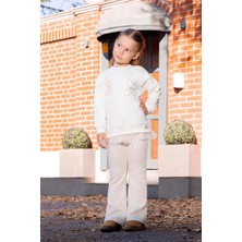 Minycenter Kız Çocuk Çiçek Nakışlı Tüllü Sweatshirt MNT25K211