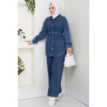 İlkimay.com Ceket Pantolon Kot Ikili Takım 1637 - Mavi