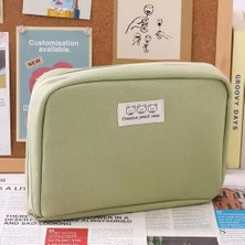 Kawaii Extra Geniş Kapasiteli Kanvas Kumaş Çok Bölmeli Büyük Boy Kalemlik Kalem Kutusu Seyahat Çanta