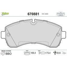 Valeo 670881 On Fren Balatasi 0044206820 2E0698151A 2E0698151C