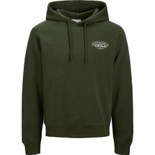 Jack & Jones Jjmakoto Sweat Hood Haki Erkek Sweatshirt