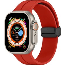 Adige Apple Watch 11 46MM Kordon Kayış Silikon D-Buckle Mıknatıslı