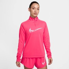Nike Swoosh Dri-Fıt 1/4-Zip Running Mid Layer Pembe Kadın Çeyrek Fermuar Antreman Üstü