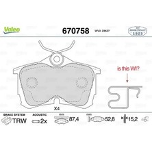 Valeo 670758 Arka Fren Balatasi 43022S1AE02 43022S1AE03 43022S1AE04