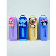 ÖZ OFİS Kuromi Stitch Labubu Capybara Kapibara Sürgülü Silgi Seti 4 Adet Silgi