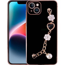 Apple iPhone 15 Plus Kılıf El Tutamaçlı Kamera Korumalı Aden Taka Silikon Kapak-Siyah