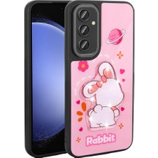 Galaxy A54 Kılıf Parlayan Kabartmalı Ikonik Figürlü Aden Amas Silikon Kapak-Pembe