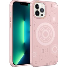 Apple iPhone 13 Pro Max Kılıf Aden Wireless Şarj Özellikli Desenli Hot Kapak-Rose Gold