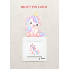 Alışveriş Kurdu Duvar Priz Sticker - 2'li Unicorn Temalı Pembe Kız Çocuk Odası Duvar Sticker Etiket