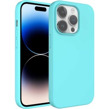 Apple iPhone 14 Pro Kılıf Sıvı Teknolojili Silinebilir Sert Aden Kivi Kapak-Turkuaz
