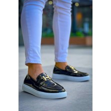 Khi-Zai KB-027  Kuback Bağcıksız Siyah Rugan H Günlük Erkek Ayakkabı