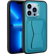 Apple iPhone 13 Pro Max Kılıf Kartlıklı Standlı ​pu Deri Aden Memo Kapak-Mavi