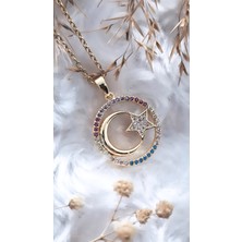 Serenity Zirkon Taşlı Hilal Yıldız Çelik Kolye