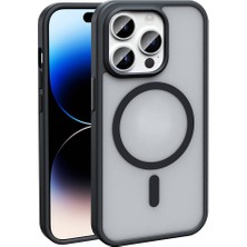 Apple iPhone 14 Pro Kılıf Magsafe Şarj Özellikli Mat Arka Yüzey Aden Sio Kapak-Siyah