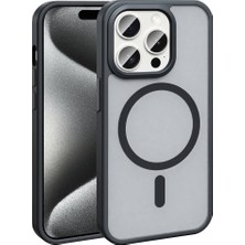 Apple iPhone 15 Pro Kılıf Magsafe Şarj Özellikli Mat Arka Yüzey Aden Sio Kapak-Siyah