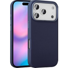 Tılsım Tekno iPhone 17 Pro Kılıf M-Safe Şarj Özellikli Pu Deri Görünümlü Tstk Kupra Kapak - Lacivert