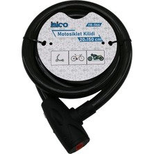 Timion Anahtarlı Aç-Kapa Kilit Kapaklı Motor - Bisiklet Kilit Çelik Tel Siyah Şeffaf Kılıf 20MMX150CM (5148)