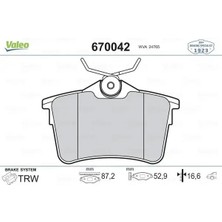 Valeo 670042 Arka Fren Balatasi 1608520480 1611837980 1613193480