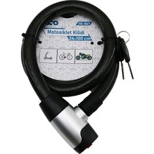 Timion Anahtarlı Metal Kaplama Kafa Çek-It Kilit Kapak Motor - Bisiklet Kilit Çelik Tel Siyah Şeffaf Kılıf 24MMX100CM (5148)