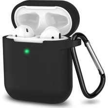 Storemax Airpods 2.nesil Kılıf, Tam Koruyucu Özellikli Yumuşak Silikon Airpods Aksesuar Kılıf ile Uyumlu Airpods,kadın Erkek, Anahtarlıklı Kablosuz ve Kablolu Şarj Özellikli Kılıfı, Siyah