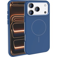Tılsım Tekno iPhone 17 Pro Kılıf M-Safe Şarj Özellikli Metal Kamera Çerçeveli Tstk Edi Silikon Kapak - Lacivert