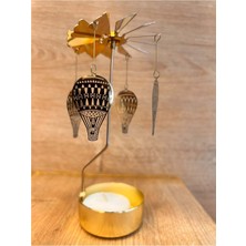 Keyfim Shop Altın Renkli Dönen Metal Mumluk Uçan Balon Tasarımlı Dilek Çanı