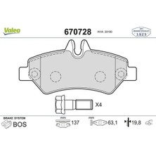 Valeo 670728 Arka Fren Balatasi 2E0698451 2E0698451H A0044206920