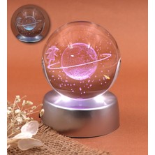 Keyfim Shop 3D Samanyolu Temalı Satürn Kız Işıklı Cam Küre