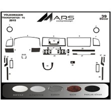Mars Cockpit Design Volkswagen Transporter  Konsol-Torpido Kaplama 2015-2018 39 Par? Piano Black