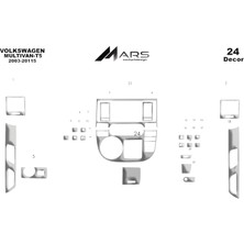 Mars Cockpit Design Volkswagen T5 Multivan Konsol-Torpido Kaplama 2003-2009 24 Parç Alüminyum