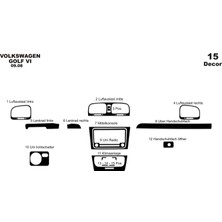 Mars Cockpit Design Volkswagen Golf 6 Konsol-Torpido Kaplama 2008 15 Parça Piano Black