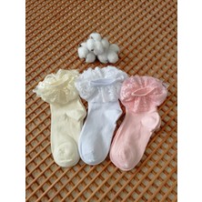 Rocks For Dantelli Penye Burun Dikişsiz 3'lü Kız Çocuk Çorabı