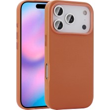 iPhone 17 Pro Kılıf M-Safe Şarj Özellikli Pu Deri Görünümlü N7TH Kupra Kapak - Turuncu