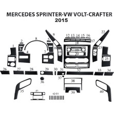 Mars Cockpit Design Volkswagen Crafter / Sprinter Konsol-Torpido Kaplama 2006 51 Par Siyah Karbon