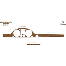 Mars Cockpit Design Volkswagen Passat Gösterge Paneli 2005-2010 3 Parça Konsol-Tor Açık Meşe