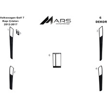 Mars Cockpit Design Volkswagen Golf 7 Kapılar Piano Black Kaplama 2012- 2017 6 Par? Siyah Karbon