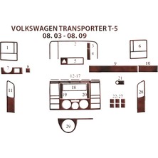 Mars Cockpit Design Volkswagen Transporter T5 Konsol-Torpido Kaplama  2003-2009 29 P Maun