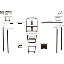 Mars Cockpit Design Volkswagen Jetta Konsol-Torpido Kaplama 2010 16 Parça Koyu Meşe