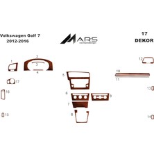 Mars Cockpit Design Volkswagen Golf 7  Piano Black Kaplama 2012 - 2016 17 Parça Maun