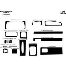 Mars Cockpit Design Volkswagen Golf 3 Konsol-Torpido Kaplama 1991-1995 20 Parça Piano Black