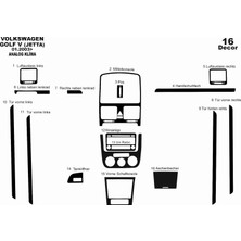 Mars Cockpit Design Volkswagen Golf 5 Konsol-Torpido Kaplama Analog Klima 2003-2008 Piano Black