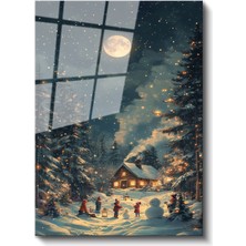 Artarilion Cam Dikey Duvar Tablosu Cam Dolunay Yeni Yıl Ev Ofis Salon Modern Duvar Tablosu