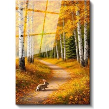 Artarilion Cam Dikey Duvar Tablosu Cam Sonbahar Tavşan Ev Ofis Salon Modern Duvar Tablosu