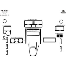 Mars Cockpit Design Volkswagen Bora Konsol-Torpido Kaplama 1998-2008 19 Parça Piano Black