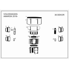 Mars Cockpit Design Volkswagen Amarok Konsol-Torpido Kaplama 2018- 36 Parça Piano Black