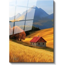 Artarilion Cam Dikey Duvar Tablosu Cam Kırsaldaki Ev Ev Ofis Salon Modern Duvar Tablosu