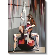 Artarilion Cam Dikey Duvar Tablosu Cam Cello Çalan Kadın Ev Ofis Salon Modern Duvar Tablosu