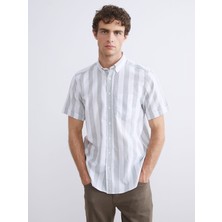 Lc Waikiki Yeni Sezon Regular Fit Kısa Kollu Çizgili Armürlü Erkek Gömlek