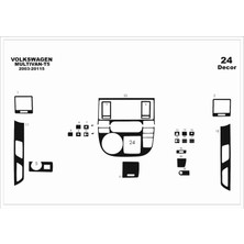 Mars Cockpit Design Volkswagen T5 Multivan Konsol-Torpido Kaplama 2003-2009 24 Parç Piano Black